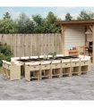 vidaXL 17 Piece Garden Dining Set with Cushions Beige Poly Rattan