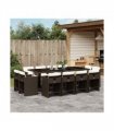 vidaXL 13 Piece Garden Dining Set with Cushions Brown Poly Rattan — V0672218713