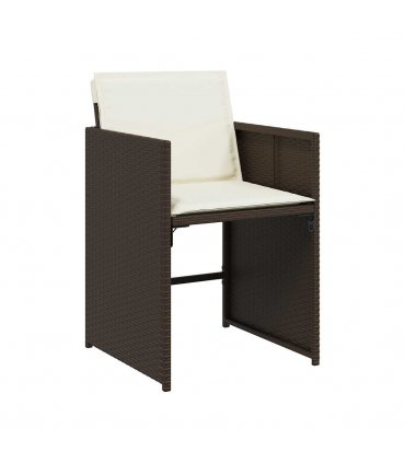 vidaXL 13 Piece Garden Dining Set with Cushions Brown Poly Rattan — V0672218713