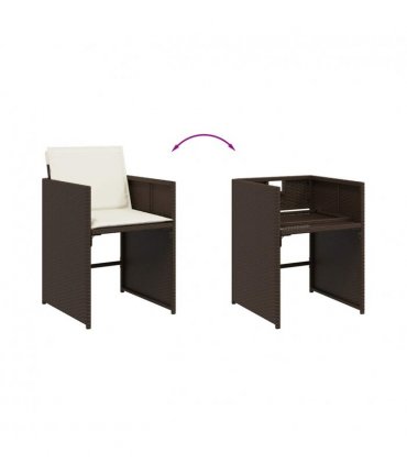 vidaXL 13 Piece Garden Dining Set with Cushions Brown Poly Rattan — V0672218713