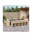 vidaXL Garden Dining Set | Beige | PE rattan | Large | Foldable