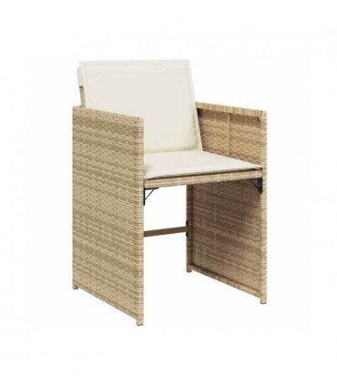 vidaXL Garden Dining Set | Beige | PE rattan | Large | Foldable