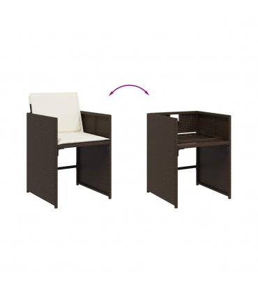 vidaXL 11 Piece Garden Dining Set with Cushions Brown Poly Rattan — V0672218717