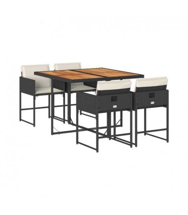 vidaXL Garden Dining Set | Black and cream