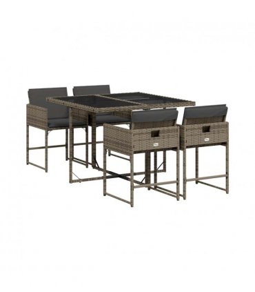 vidaXL Garden Dining Set | Grey | PE rattan | Compact | Removable Covers