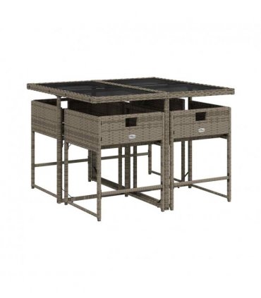 vidaXL Garden Dining Set | Grey | PE rattan | Compact | Removable Covers