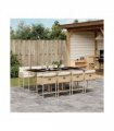 vidaXL Garden Dining Set | Beige and Black | Poly Rattan and Tempered Glass