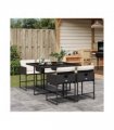 vidaXL Garden Dining Set | Black | PE rattan | 4-seater | Foldable — Colour: black and cream