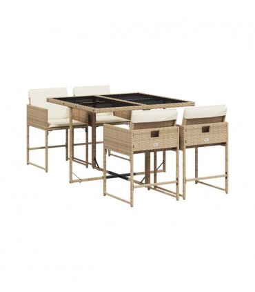 vidaXL Garden Dining Set | Beige, Black, Cream White — V0672218728