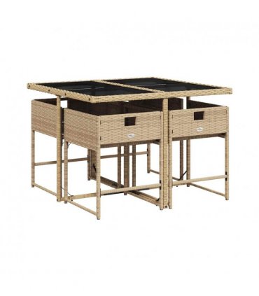 vidaXL Garden Dining Set | Beige, Black, Cream White — V0672218728