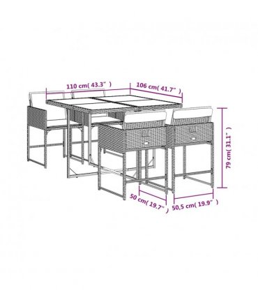vidaXL Garden Dining Set | Beige, Black, Cream White — V0672218728