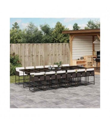 vidaXL Garden Dining Set | Brown | PE Rattan | 13 Piece | Foldable