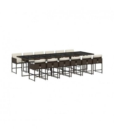 vidaXL Garden Dining Set | Brown | PE Rattan | 13 Piece | Foldable