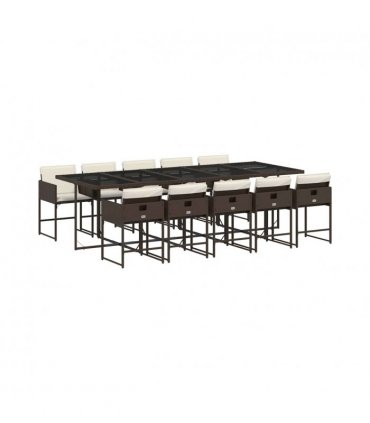 vidaXL Garden Dining Set | Brown, Cream white — V0672218734