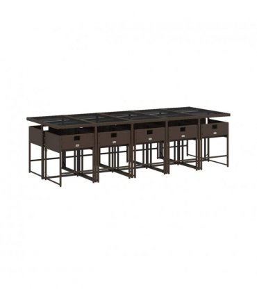 vidaXL Garden Dining Set | Brown, Cream white — V0672218734