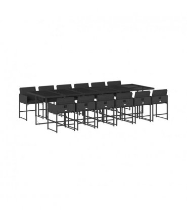 vidaXL Garden Dining Set | Black | PE Rattan | 13-piece set for 12 people