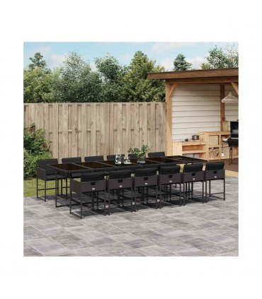 vidaXL Garden Dining Set | Black | PE Rattan | 13-piece set for 12 people