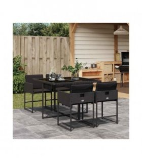 vidaXL Garden Dining Set | Black | PE Rattan | 4-seater | Durable