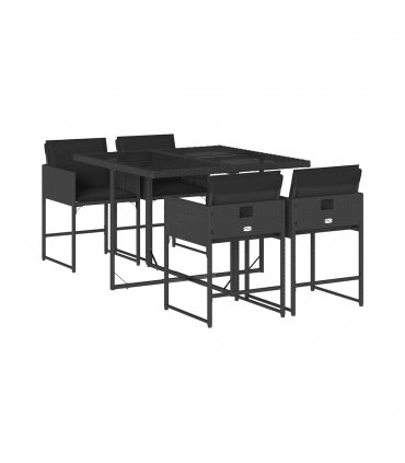 vidaXL Garden Dining Set | Black | PE Rattan | 4-seater | Durable