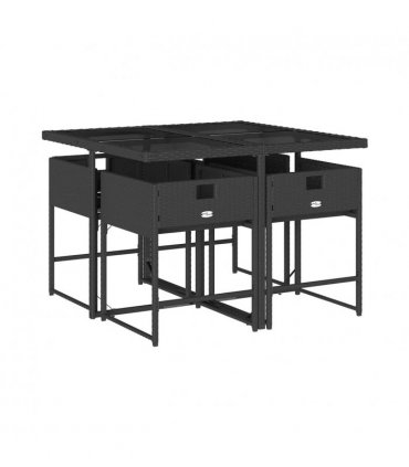 vidaXL Garden Dining Set | Black | PE Rattan | 4-seater | Durable