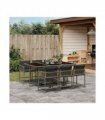 vidaXL Garden Dining Set | Grey | PE Rattan | 6-Seater | Foldable