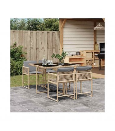 vidaXL Garden Dining Set | Mix beige, black, light grey — V0672218787
