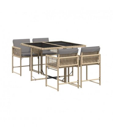 vidaXL Garden Dining Set | Mix beige, black, light grey — V0672218787