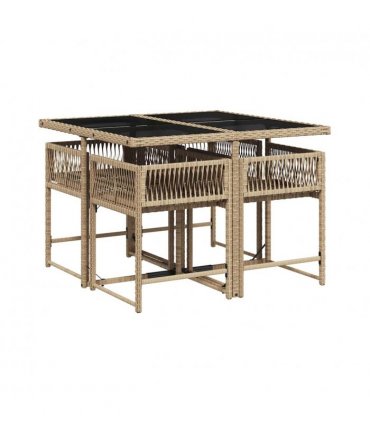 vidaXL Garden Dining Set | Mix beige, black, light grey — V0672218787