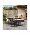 vidaXL Garden Dining Set | Brown | Poly Rattan | 6-seater | Foldable — Colour: brown and cream