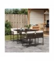 vidaXL 5 Piece Garden Dining Set with Cushions Brown Poly Rattan — Colour: brown and cream — V0672218797