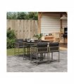 vidaXL 5 Piece Garden Dining Set with Cushions Grey Poly Rattan — V0672218799