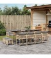 vidaXL 13 Piece Garden Dining Set with Cushions Mix Beige Poly Rattan — V0672218822