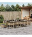 vidaXL 17 Piece Garden Dining Set with Cushions Mix Beige Poly Rattan
