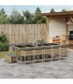 vidaXL 15 Piece Garden Dining Set with Cushions Mix Beige Poly Rattan — V0672218841