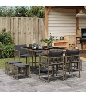 vidaXL Garden Dining Set | Grey, Dark Grey, Black