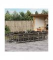 vidaXL 17 Piece Garden Dining Set with Cushions Grey Poly Rattan — V0672218872