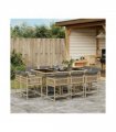 vidaXL 11 Piece Garden Dining Set with Cushions Mix Beige Poly Rattan — V0672218874