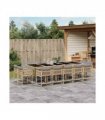 vidaXL 15 Piece Garden Dining Set with Cushions Mix Beige Poly Rattan — V0672218876