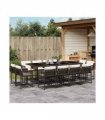 vidaXL 13 Piece Garden Dining Set with Cushions Brown Poly Rattan — V0672218881