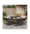 vidaXL 9 Piece Garden Dining Set with Cushions Brown Poly Rattan — V0672218886
