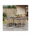 vidaXL 9 Piece Garden Dining Set with Cushions Mix Beige Poly Rattan — V0672218891
