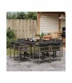 vidaXL 9 Piece Garden Dining Set with Cushions Grey Poly Rattan — V0672218892