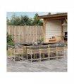 vidaXL 13 Piece Garden Dining Set with Cushions Mix Beige Poly Rattan — V0672218895