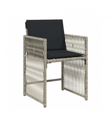 vidaXL 5 Piece Garden Dining Set with Cushions Light Grey Poly Rattan — V0672218910