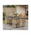 vidaXL Garden Dining Set | Mix Beige with Light Grey Cushions