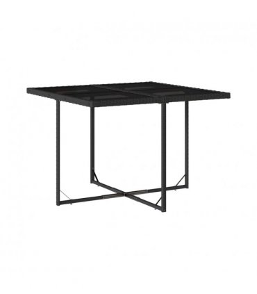 vidaXL 5 Piece Garden Dining Set with Cushions Black Poly Rattan — V0672218916