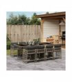 vidaXL 9 Piece Garden Dining Set with Cushions Grey Poly Rattan — V0672218919