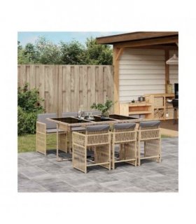 vidaXL Garden Dining Set | Mix beige | PE rattan | Medium | Stackable