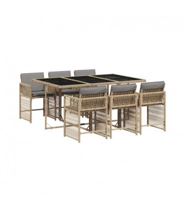 vidaXL Garden Dining Set | Mix beige | PE rattan | Medium | Stackable