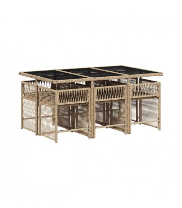 vidaXL Garden Dining Set | Mix beige | PE rattan | Medium | Stackable